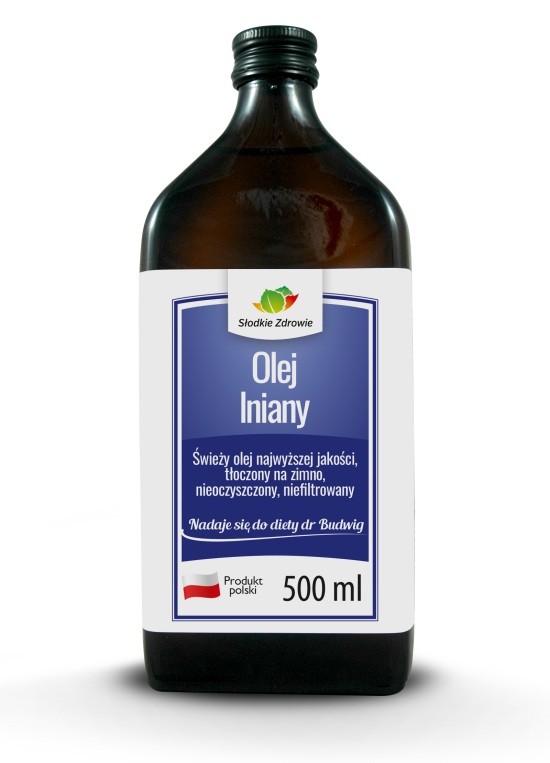 Olej lniany - tłoczony na zimno nierafinowany - 500ml